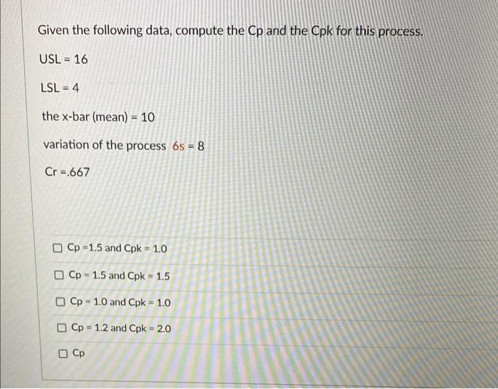 Help please! Given the following data, compute