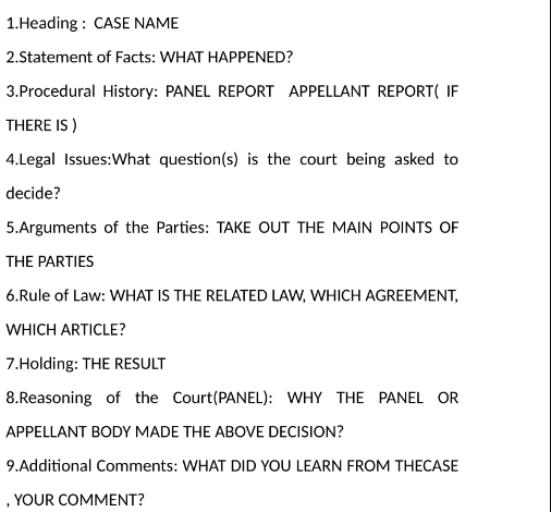 CASE:GATT and exception do a WTO case brief :DS