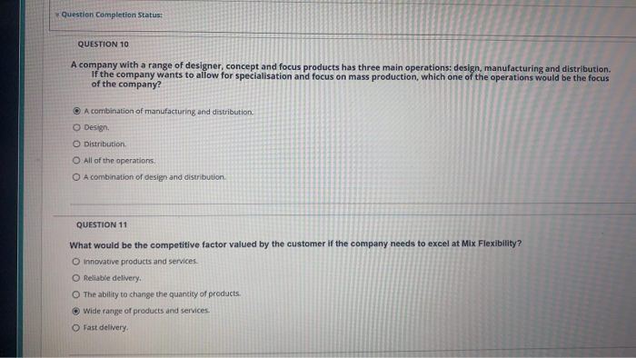 Question Completion Status: QUESTION 10 A company