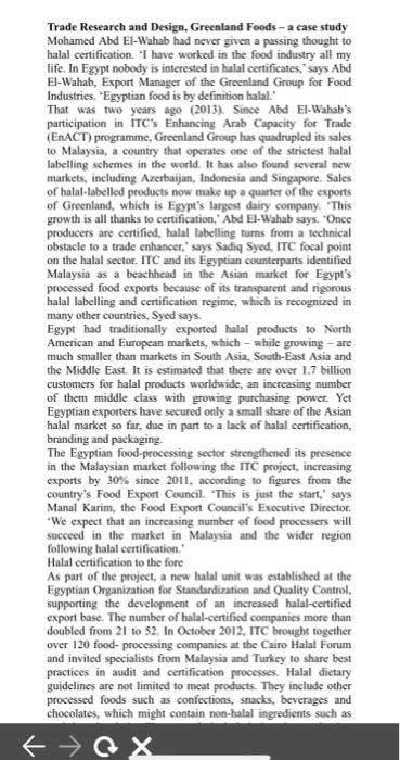 Trade Research and Design, Greenland Foods - a