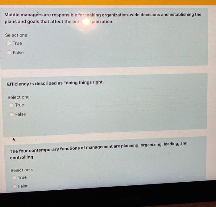 Middle managers are responsible for making