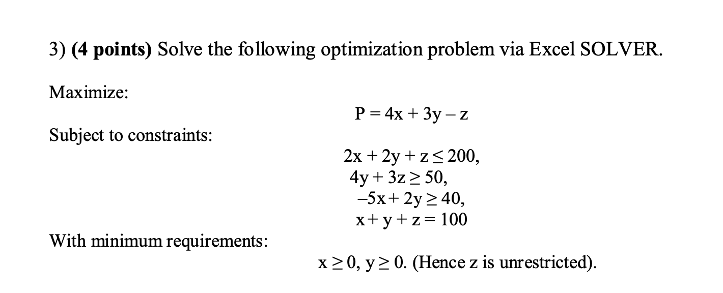 Please help me use Excel solver ( linear