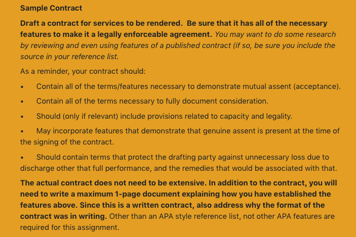 Sample Contract Draft a contract for services to