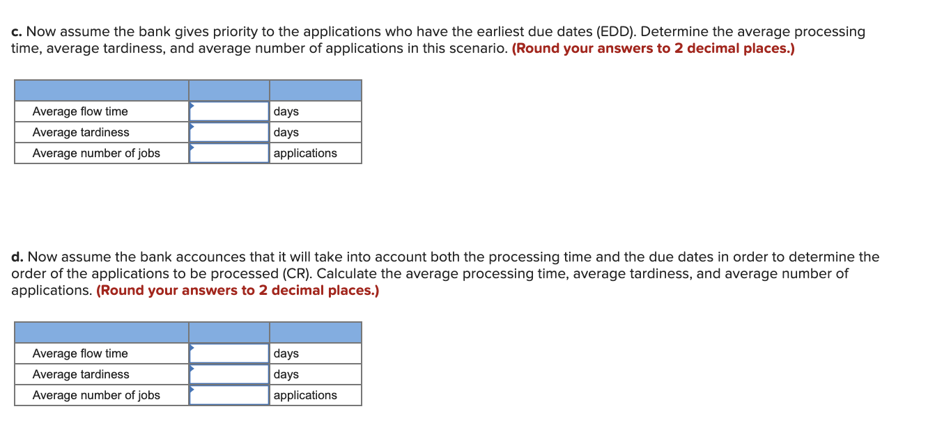 Additional Problem 16-1 (Algo) A bank receives