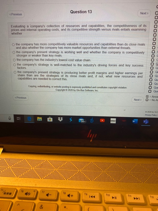 Questi Question 11 < Previous Next > O Quest O