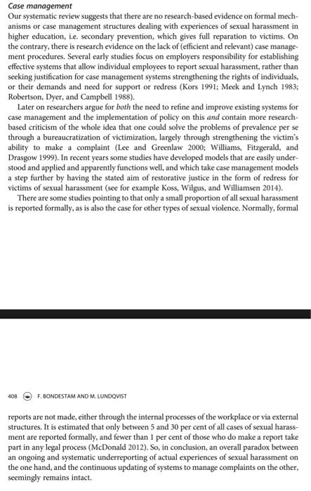 summarize the attached article section Case