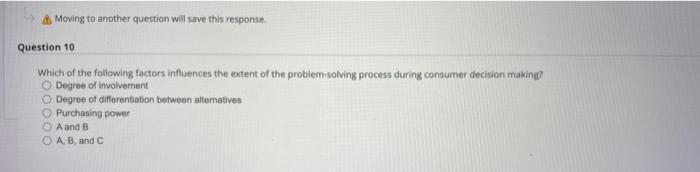 Moving to another question will save this