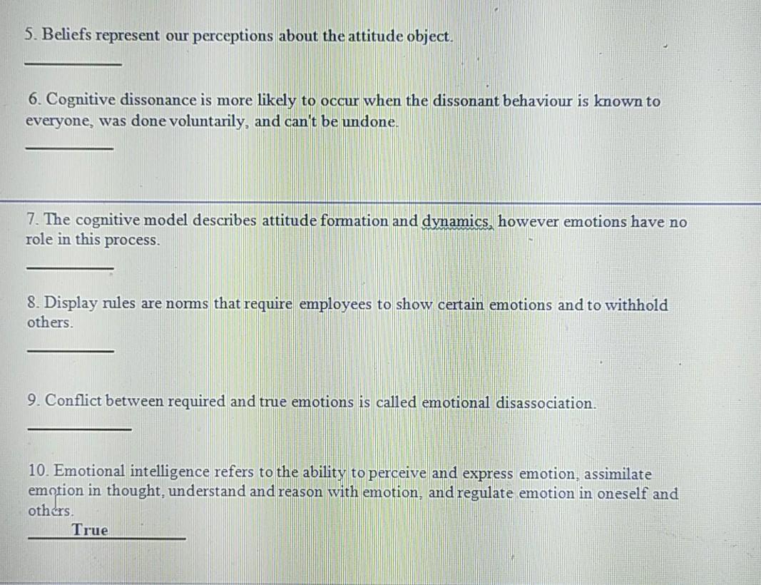 5. Beliefs represent our perceptions about the