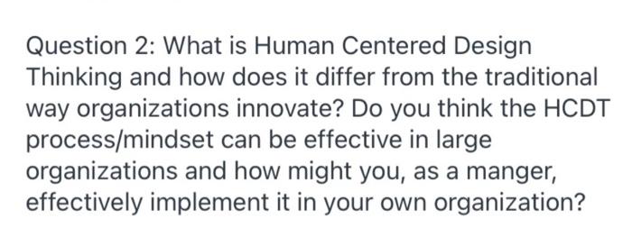 minimum 1/2 page response per question Question