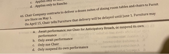 d. Applies only to Ranchobariavila 46. Chair