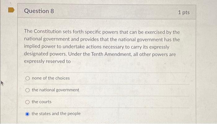 BUSINESS LAW QUESTION Question 2 1 pts Congress