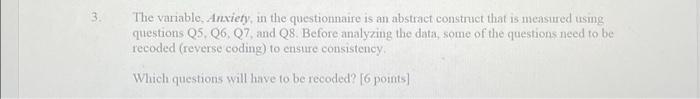 Answer #3 using the Anxiety Survey Anxiety