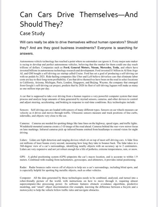 please answer the three case study questions Can