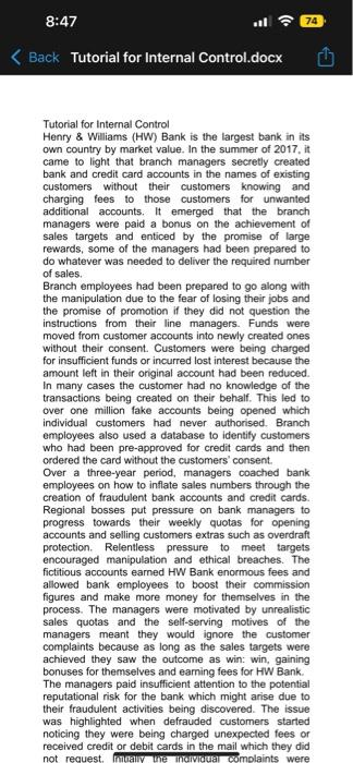 pls help me to answer Tutorial for Internal