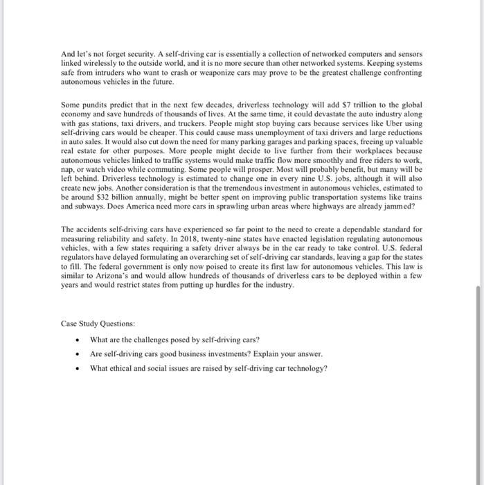 please answer the three case study questions Can