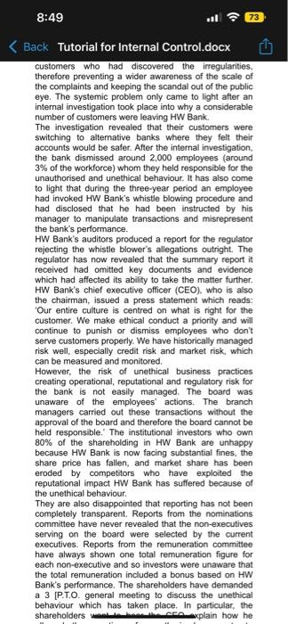 pls help me to answer Tutorial for Internal