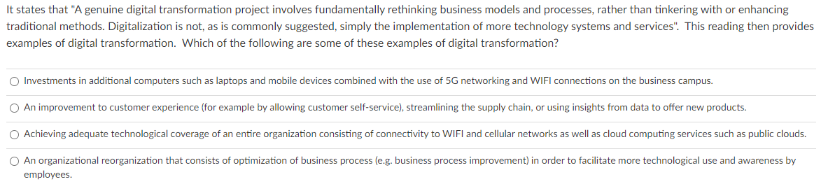 It states that "A genuine digital transformation