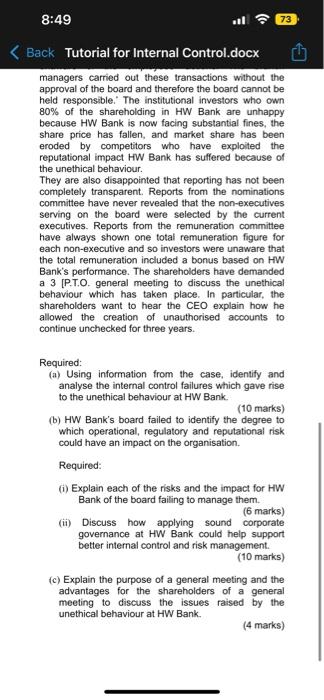 pls help me to answer Tutorial for Internal