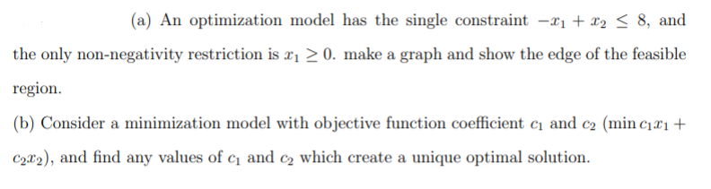 (a) An optimization model has the single