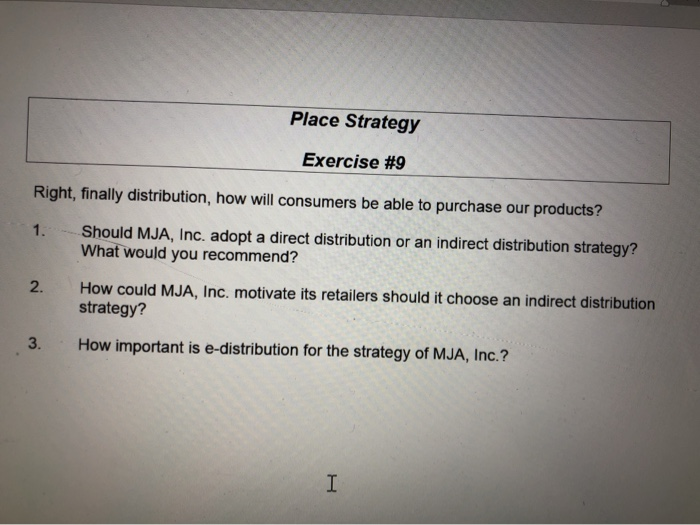 Place Strategy Exercise #9 Right, finally