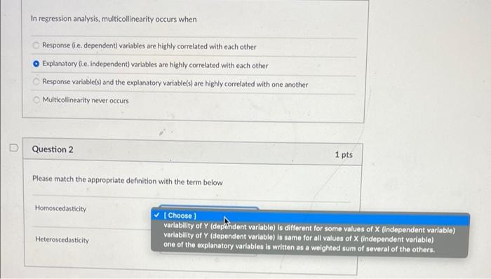 need help with 1&2 In regression analysis,
