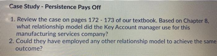 Case Study Persistance Pays off CASE STUDY