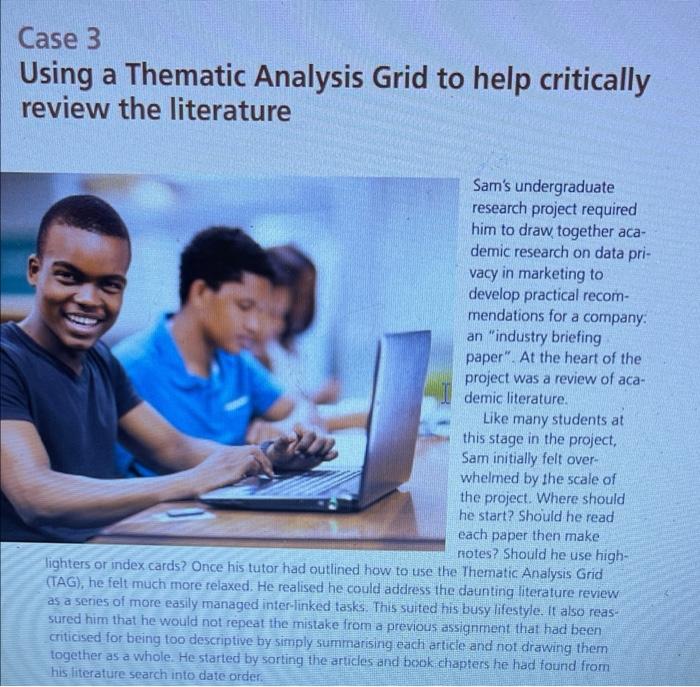 Case 3 Using a Thematic Analysis Grid to help