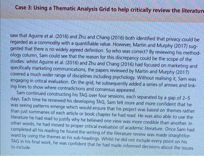 Case 3 Using a Thematic Analysis Grid to help