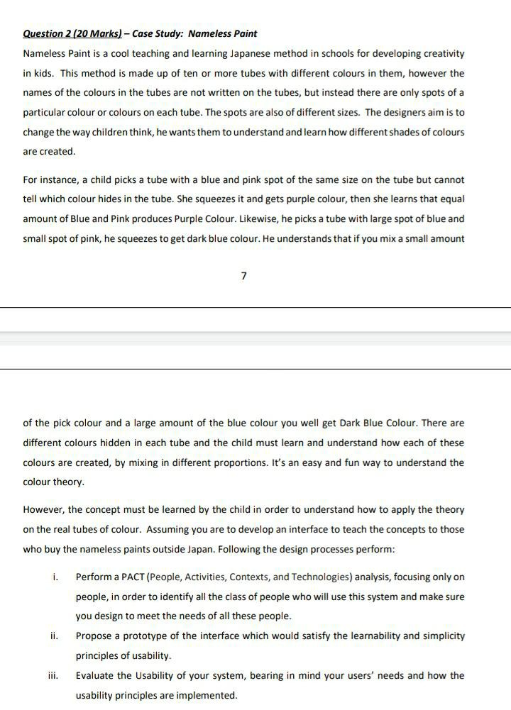 Question 2 (20 Marks) - Case Study: Nameless