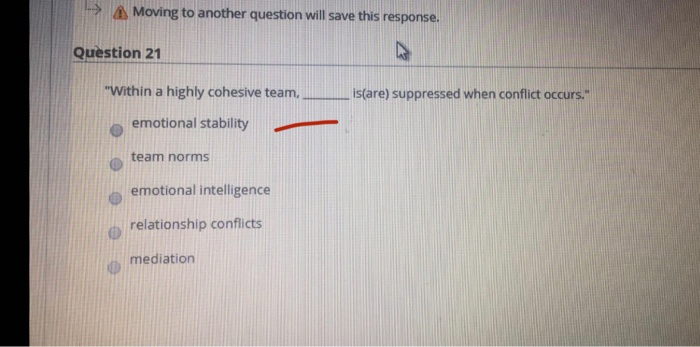 Moving to another question will save this