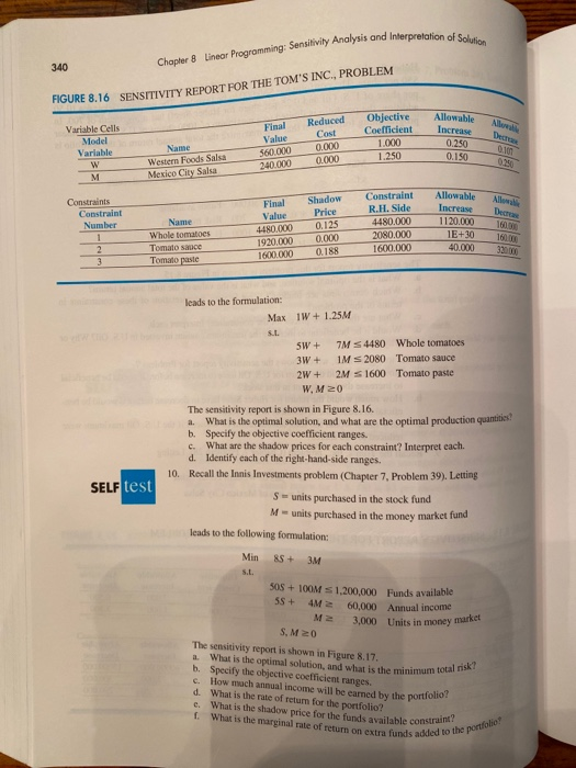 problem 10, please! Sensitivity Analysis and