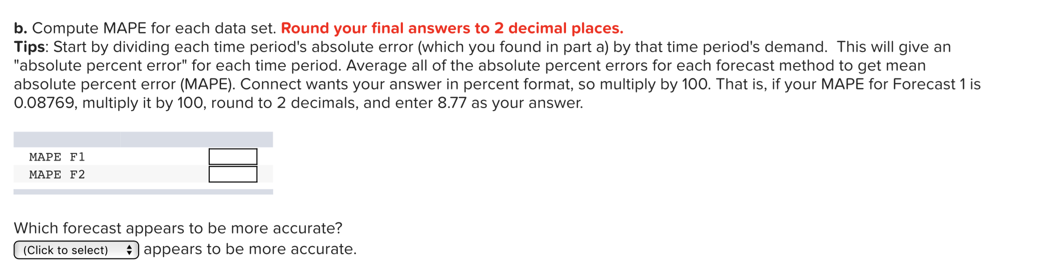 Two different forecasting techniques (F1 and F2)