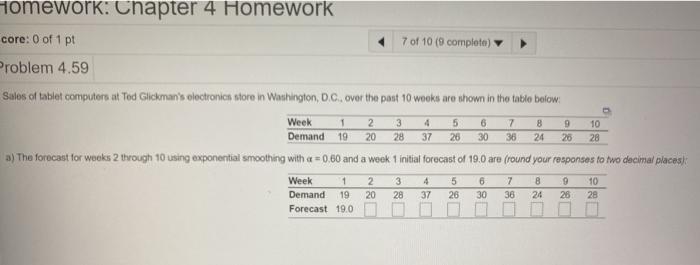 Homework: Chapter 4 Homework core: 0 of 1 pt 7 of