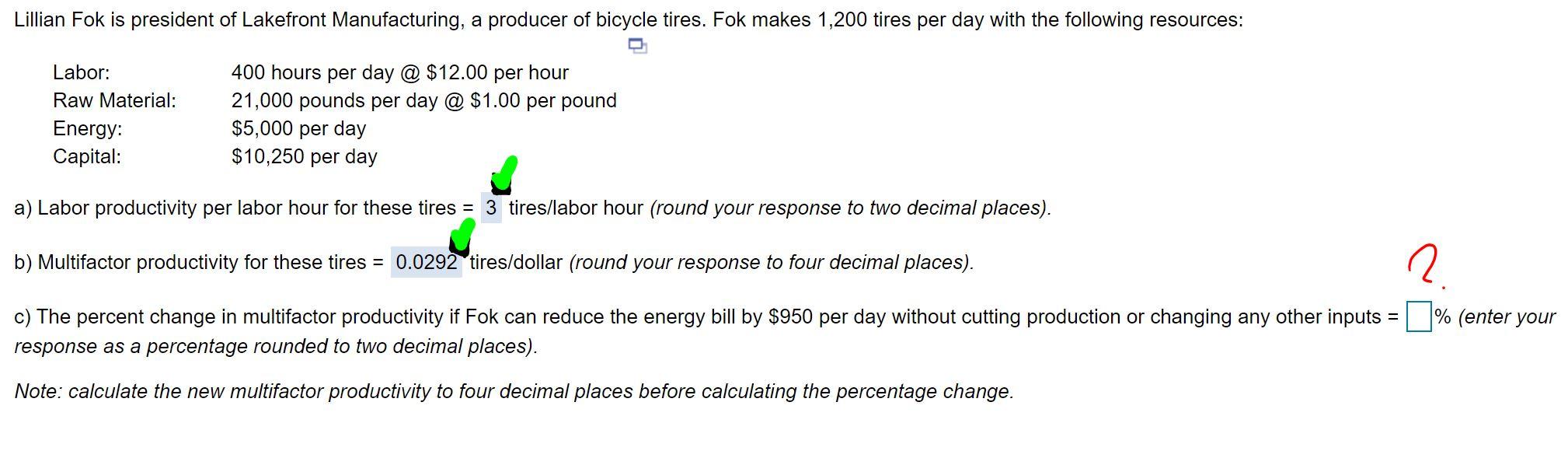 I keep getting the calculations for problem c)