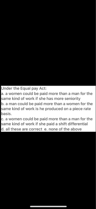 looking for a second opinion Under the Equal pay
