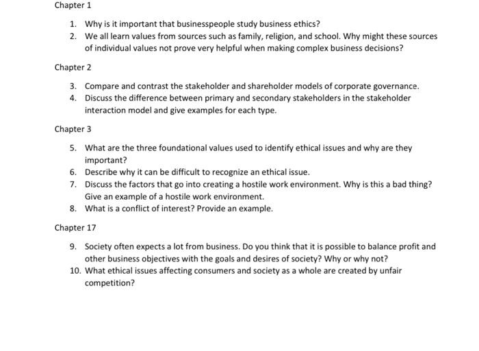 Chapter 1 1. Why is it important that