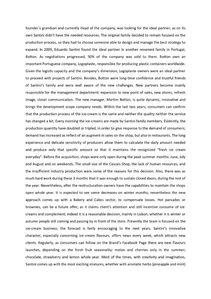 Read the attached Case Study on Santini Ice