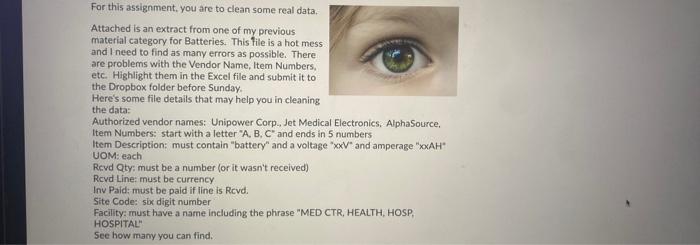 For this assignment, you are to clean some real