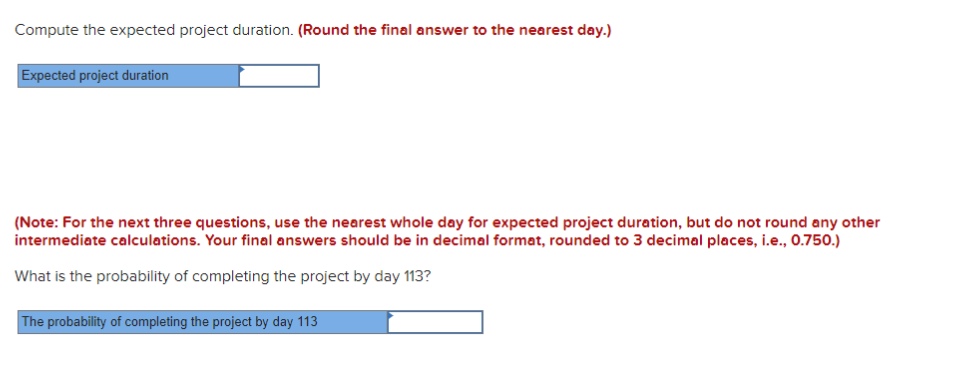 Given the project information below, complete the