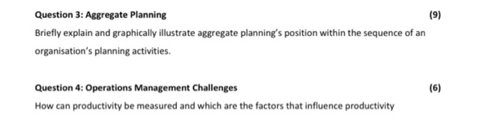 (9) Question 3: Aggregate Planning Briefly