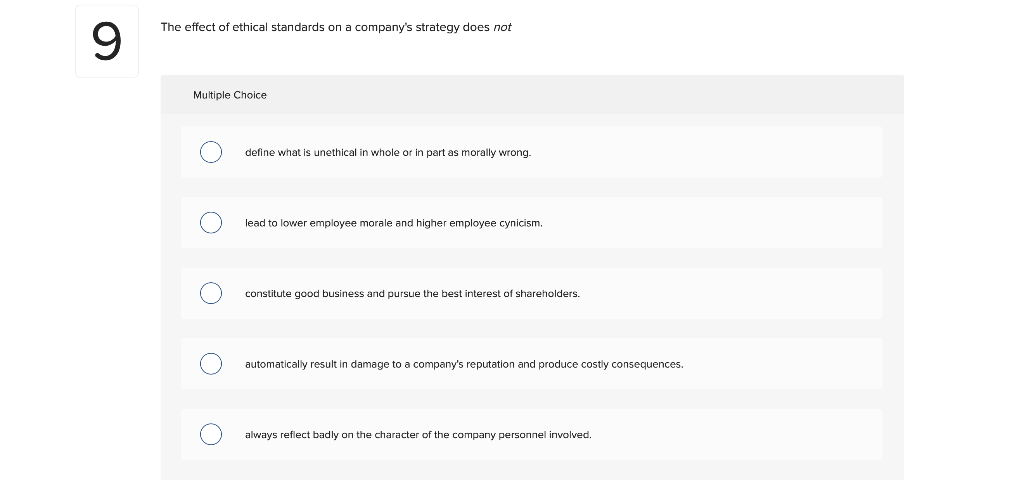 The effect of ethical standards on a company's
