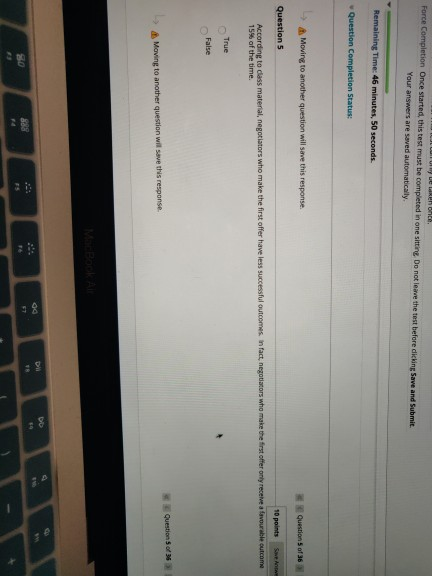 Force Completion Once started this test must be