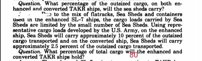 Question. What percentage of the outsized cargo,