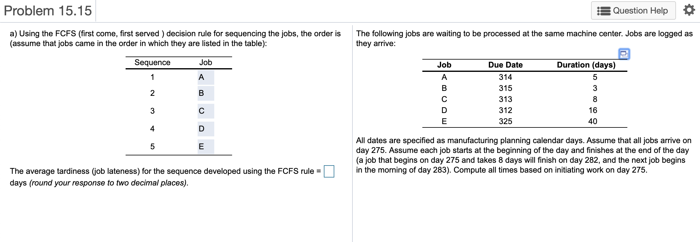 THE AVERAGE TARDINESS(job laeness) for the