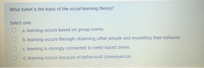What belief is the basis of the social learning