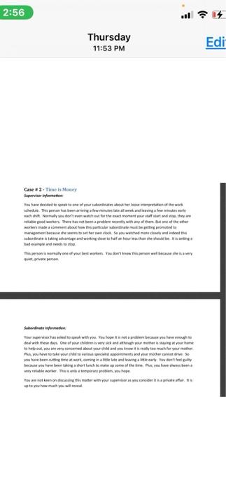 Case #2- Time is Money Supervise information You