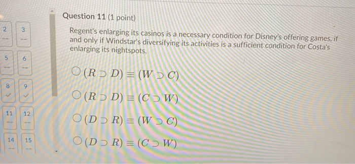 Question 11 (1 point) Regent's enlarging its