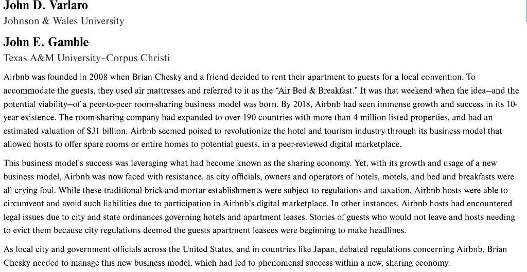 Read Case 2: Airbnb in 2018 in your Connect