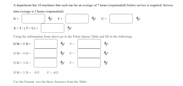 A department has 10 machines that each run for an