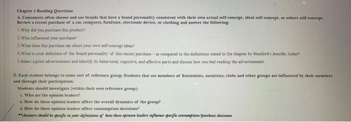 Chapter 5 Heading Questions A. Consumers often